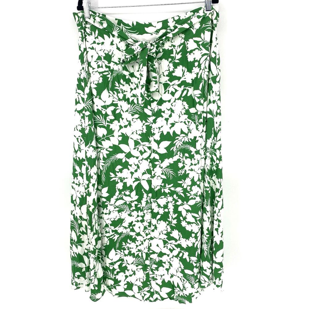 Ann Taylor Green and White Floral Midi Skirt - Picture 4 of 11
